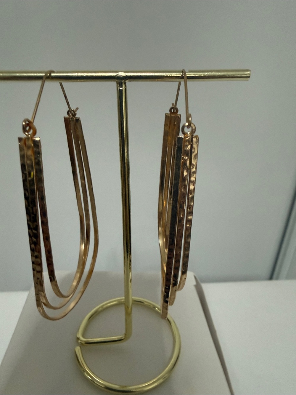 Hammered Multi-Row Gold Hoop Earrings